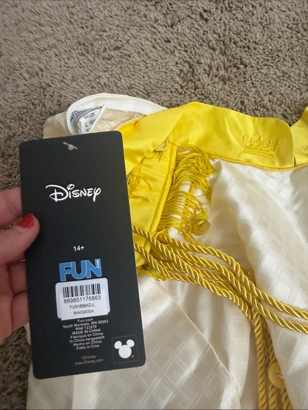 Disney Prince Costume Jacket and Red Pants with Yellow Trim